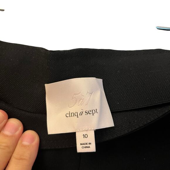 Cinq a Sept Brianne Slit-Leg Trousers High Rise Black Front Pintuck Pant Size 10 - Picture 4 of 14
